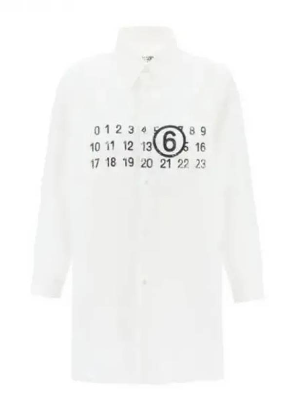 Number Logo Print Shirt Cotton Short Dress White - MAISON MARGIELA - BALAAN 2