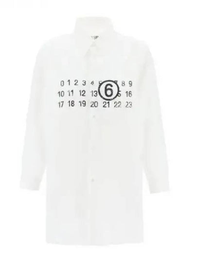 Number Logo Print Shirt Cotton Short Dress White - MAISON MARGIELA - BALAAN 2