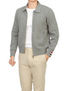 Textured Striped Cotton Bomber Jacket Grey - THOM BROWNE - BALAAN 6