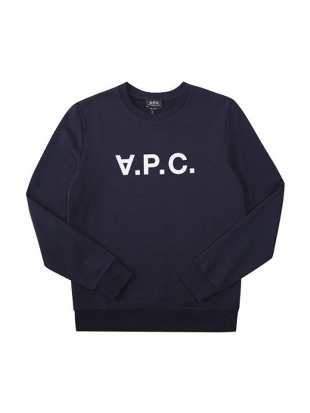 Men's VPC Logo Print Crew Neck Sweatshirt Navy - A.P.C. - BALAAN 1