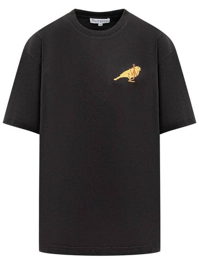 Canary Embroidery Cotton Short Sleeve T-Shirt Black - JW ANDERSON - BALAAN 2