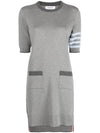 4 Bar Stripe Knit Midi Dress Grey - THOM BROWNE - BALAAN 1