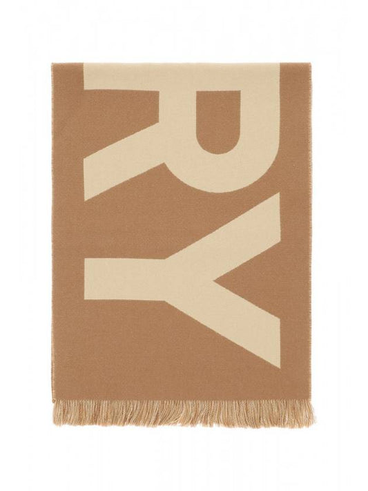 Logo Fringe Wool Muffler Birch Brown - BURBERRY - BALAAN 1