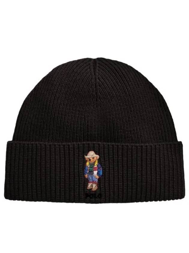 Embroidered Holiday Bear Wool Beanie Black - POLO RALPH LAUREN - BALAAN 2