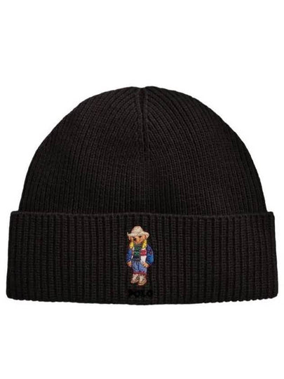 Embroidered Holiday Bear Wool Beanie Black - POLO RALPH LAUREN - BALAAN 2