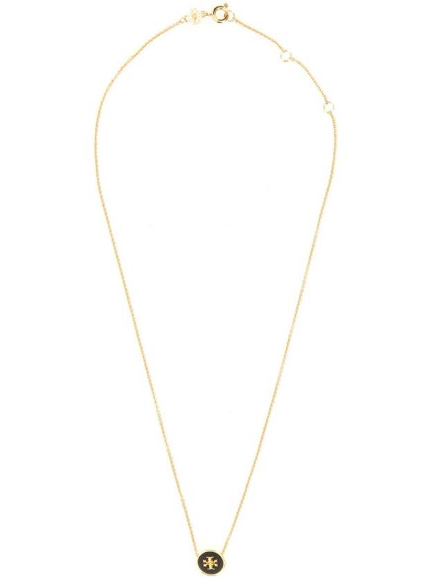 Kira Enamel Pendant Necklace Tory Gold Black - TORY BURCH - BALAAN 2