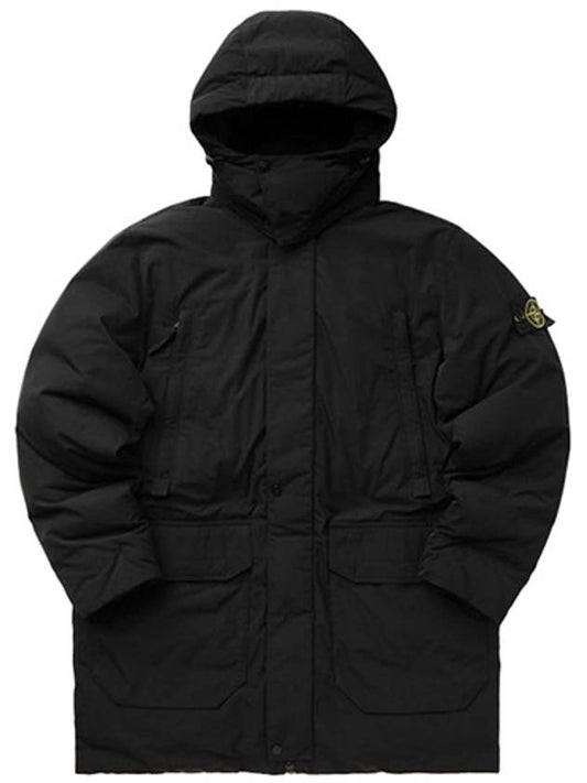 Polyester Micro Twill Long Down Parka Black - STONE ISLAND - BALAAN 2