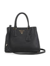 Women s Gold Vitello Phoenix Logo Two Way Tote Bag Black - PRADA - BALAAN 1