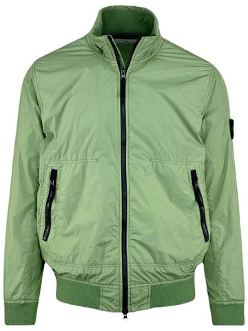 Garment Dyed Crinkle Reps Nylon Zip-up Jacket Green - STONE ISLAND - BALAAN 1