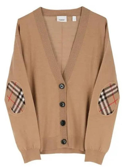 Dornoch Check Patch Wool Cardigan Brown - BURBERRY - BALAAN 2