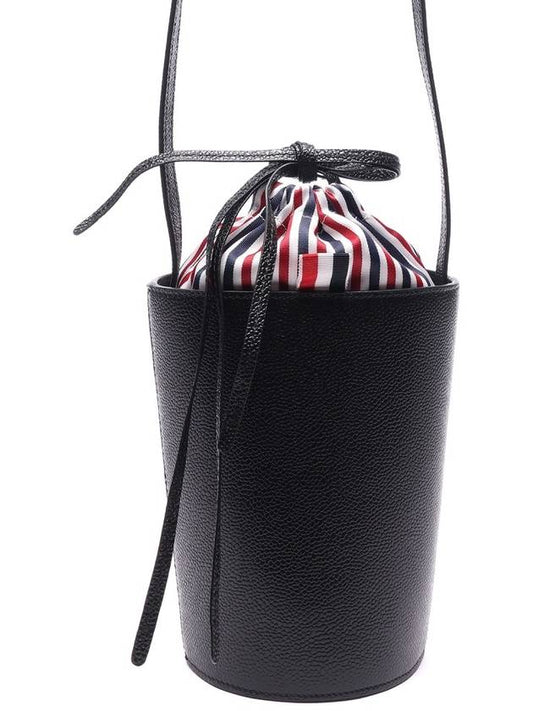 Pebble Grain Leather Mini Bucket Bag Black - THOM BROWNE - BALAAN 2