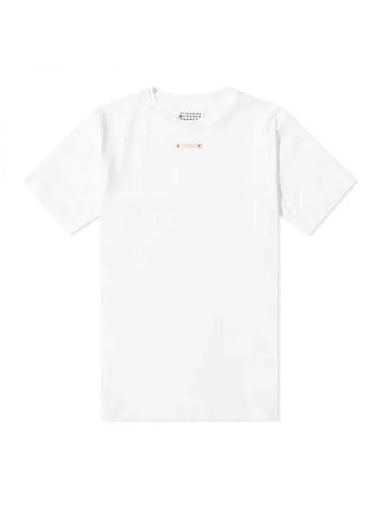 Signature Stitch Tape Logo Cotton Short Sleeve T-Shirt White - MAISON MARGIELA - BALAAN 1