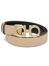 Reversible Gancini Leather Belt Black Macadamia - SALVATORE FERRAGAMO - BALAAN 5