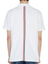 Men's Cotton Pique Center Bag Striped Short Sleeve Polo Shirt White - THOM BROWNE - BALAAN 3