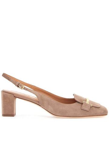 cappuccino goat leather pumps with metal bar - TOD'S - BALAAN 1