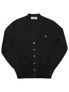 ORB Embroidery Logo V Neck Cardigan Black - VIVIENNE WESTWOOD - BALAAN 3