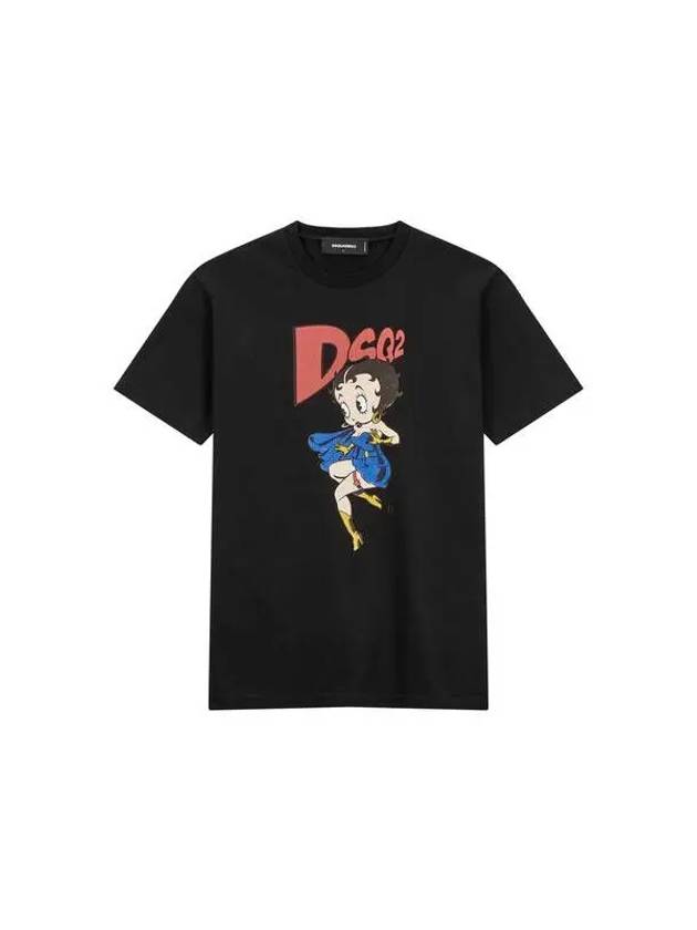 Men s Betty Boop Graphic Cotton T Shirt Black - DSQUARED2 - BALAAN 1