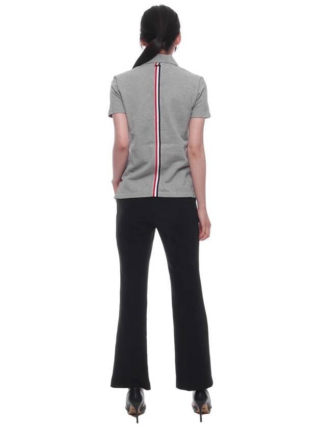 Classic Pique Center Back Stripe Relaxed Fit Short Sleeve Polo Shirt Grey - THOM BROWNE - BALAAN 6