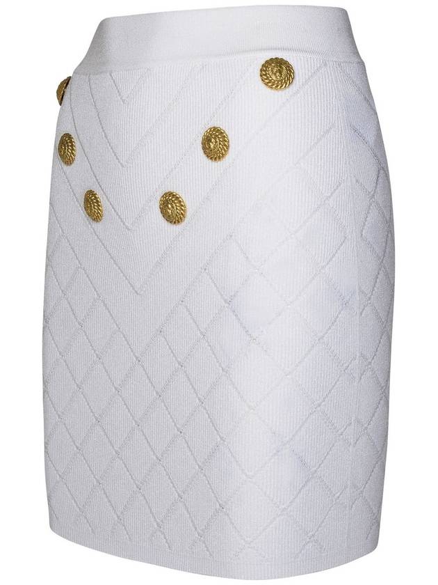 Balmain Mini Skirt In White Viscose Blend - BALMAIN - BALAAN 2