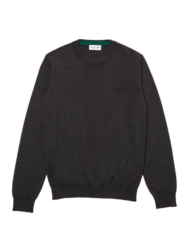 Crew Neck Merino Wool Knit Top Dark Grey - LACOSTE - BALAAN 2