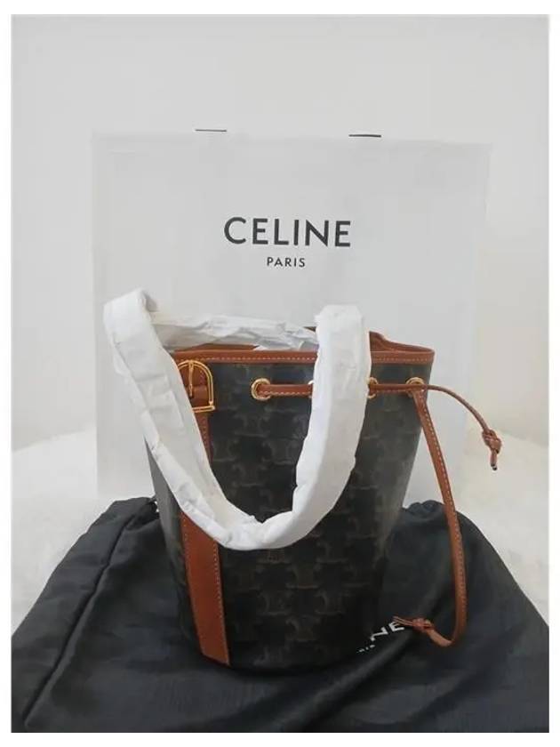 Triomphe Drawstring Small Bucket Bag Tan - CELINE - BALAAN 3