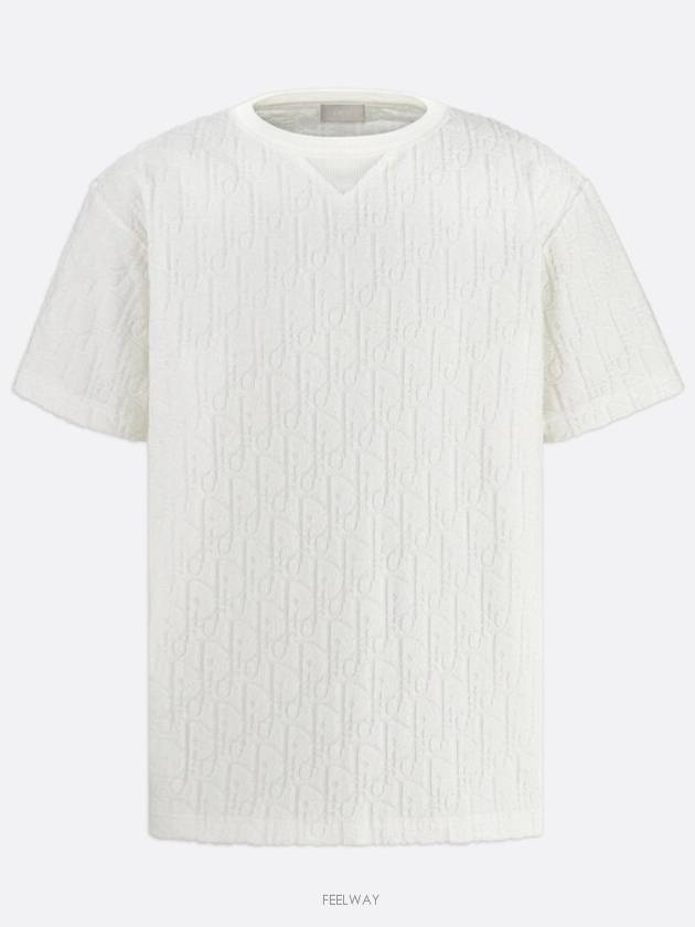 Oblique Terry Cotton Relaxed Fit Short Sleeve T-Shirt White - DIOR - BALAAN 2