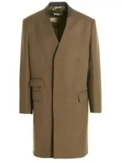 Stitched Collarless Wool Single Coat Beige - MAISON MARGIELA - BALAAN 2