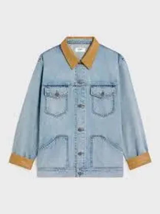 Trucker Oversized Fit Denim Jacket Blue - CELINE - BALAAN 2