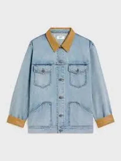 Trucker Oversized Fit Denim Jacket Blue - CELINE - BALAAN 2