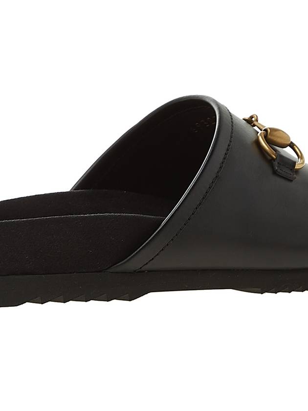 Leather Horsebit Slippers Black - GUCCI - BALAAN.