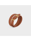 Les Cuirs Double Calfskin Gold Finish Brass Bracelet Tan - CELINE - BALAAN 3