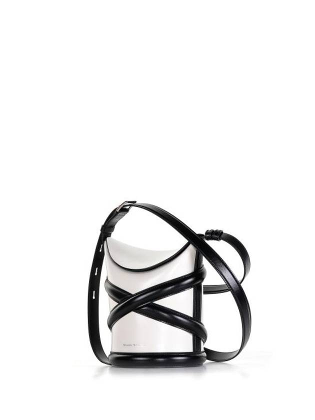 The Curve Two-Tone Bucket Bag White Black - ALEXANDER MCQUEEN - BALAAN 4