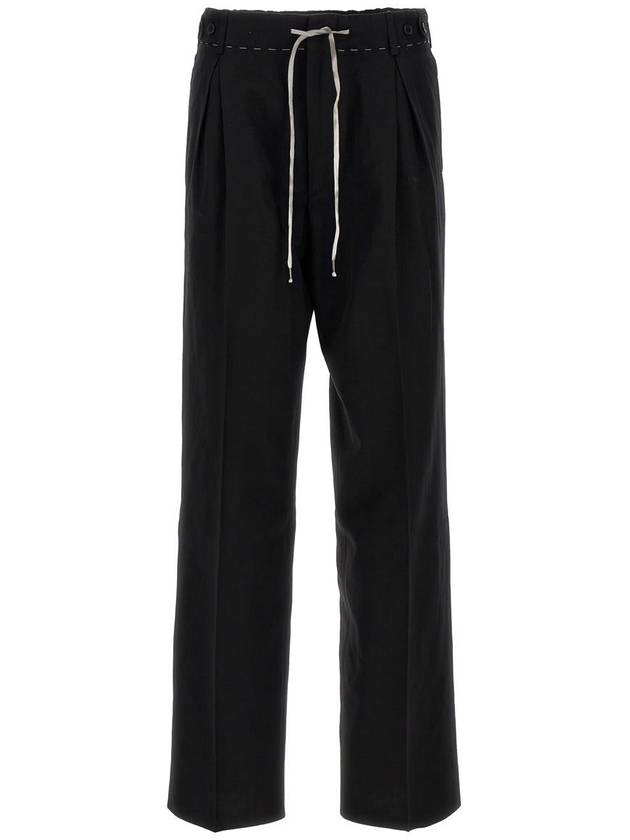 Drawstring Cotton High Waist Pants Black - MAISON MARGIELA - BALAAN 2