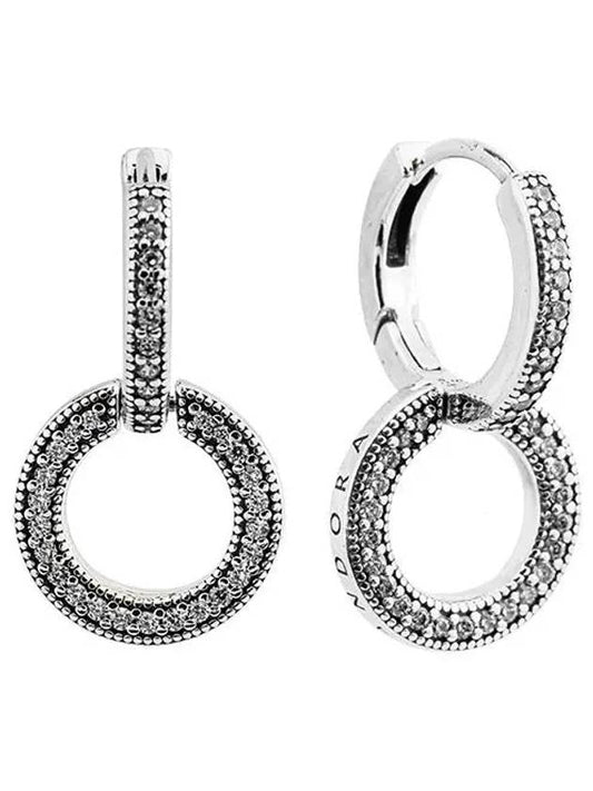 Sparkling Double Hoop Earrings Silver - PANDORA - BALAAN 2