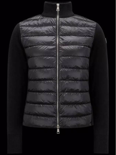 Logo Padded Wool Cardigan Black - MONCLER - BALAAN 2