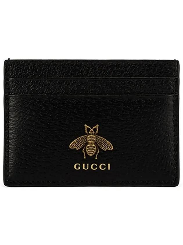 Leather Animalier Leather Card Case Wallet Black - GUCCI - BALAAN 6