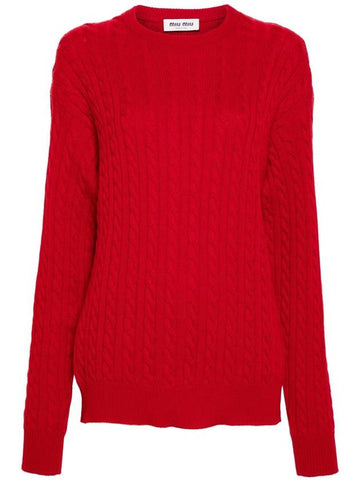 Miu Miu Crew-Neck Cable-Knit Jumper - MIU MIU - BALAAN 1