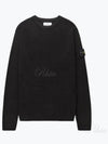 Men's Logo Patch Crew Neck Soft Cotton Knit Top Black - STONE ISLAND - BALAAN 2