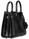 Sac De Jour Nano in Embossed Crocodile Shiny Leather Tote Bag Black - SAINT LAURENT - BALAAN 5