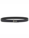 Silver Hardware T Logo Reversible Leather Belt Dark Navy - TOM FORD - BALAAN 2