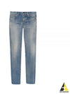 logo patch washed slim fit jeans - SAINT LAURENT - BALAAN.