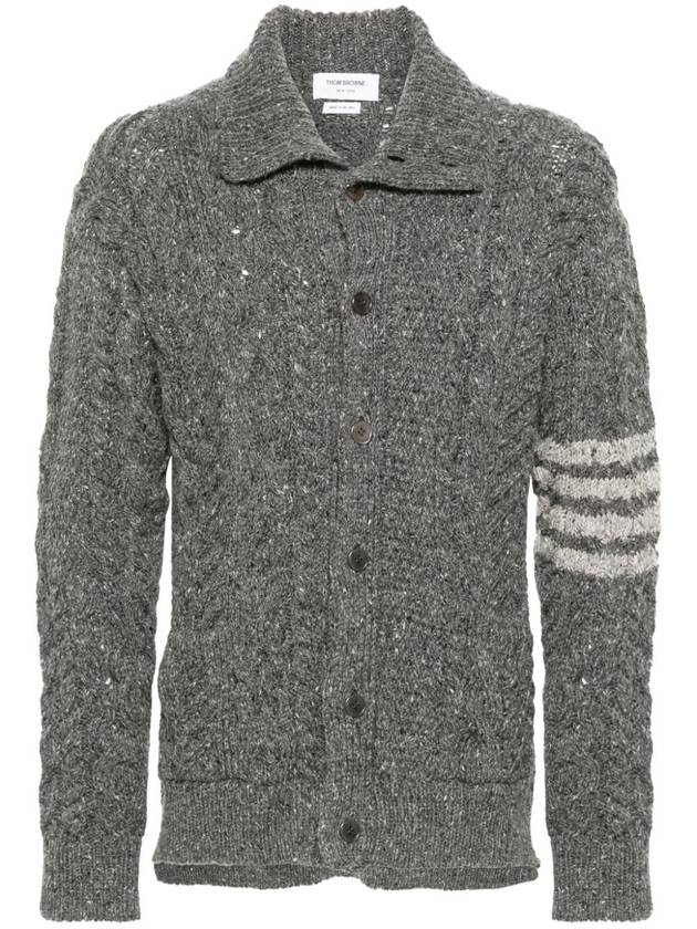 4-Bar Arm Band Knit Cardigan Grey - THOM BROWNE - BALAAN 3