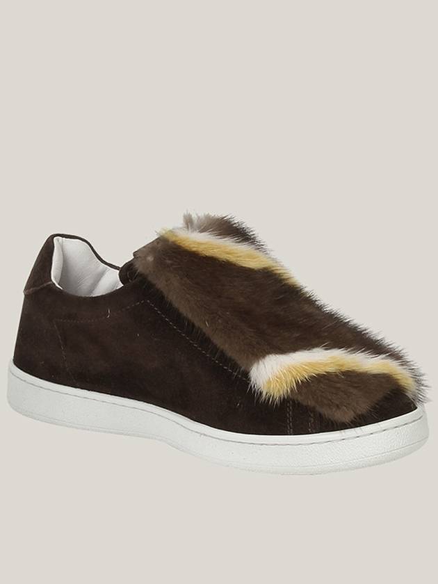 Joshua Sanders Women's Fur Sneakers 10194V1W FRINGE BROWN JSS031 - JOSHUA SANDERS - BALAAN 4