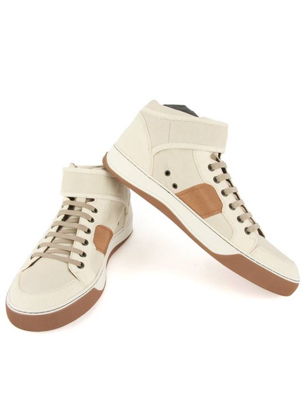 Leather High Top Sneakers Cream - LANVIN - BALAAN 5