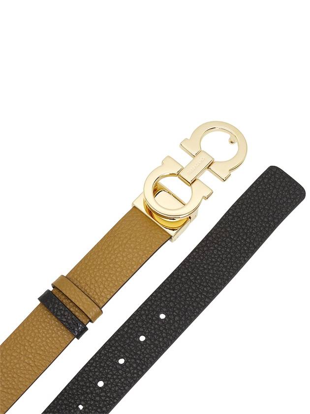 Reversible Gancini Leather Belt Black Beige - SALVATORE FERRAGAMO - BALAAN 5