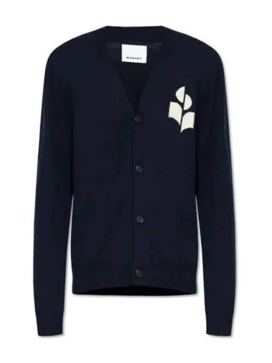 Men's Logo Intarsia Cardigan Navy - ISABEL MARANT - BALAAN 2