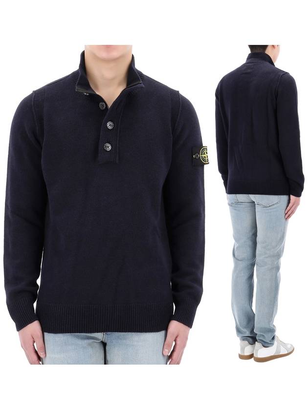 Wappen Patch Button Knit Top Navy - STONE ISLAND - BALAAN 2