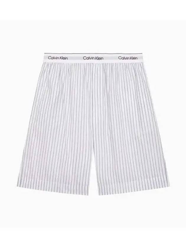 Cotton Poplin Sleep Shorts Striped White - CALVIN KLEIN - BALAAN 2