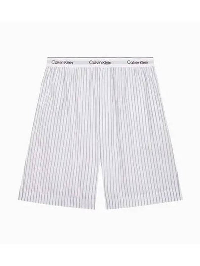 Cotton Poplin Sleep Shorts Striped White - CALVIN KLEIN - BALAAN 2