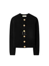 Logo Button Wool Cardigan Black - TORY BURCH - BALAAN 2